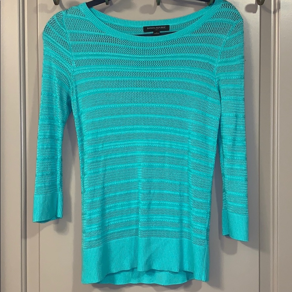 Teal 3/4 quarter sleeve knit top
